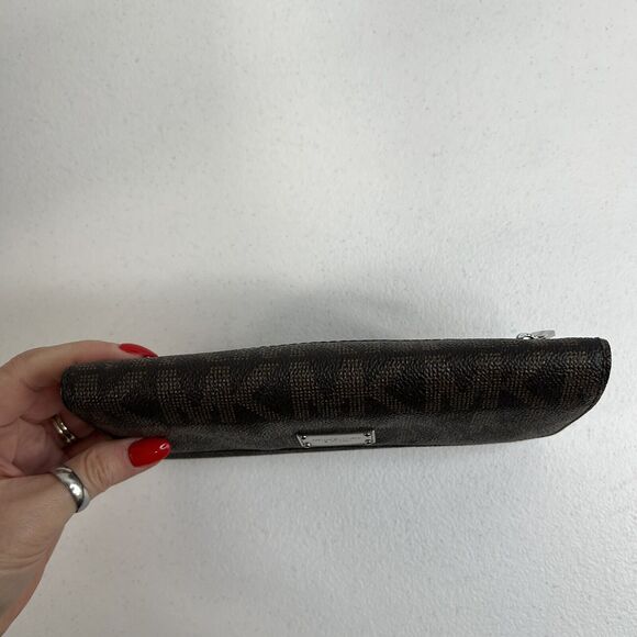 Michael Kors Checkbook Wallet Large Jet Set Travel Signature Brown Monogrammed - Picture 8 of 15